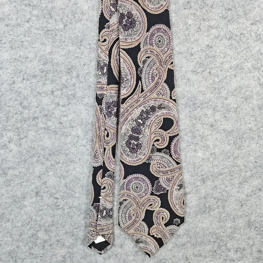 Pure‎ Silk by Wembley Tie Dark Paisley USA Made 57x4 Vintage Preppy Designer